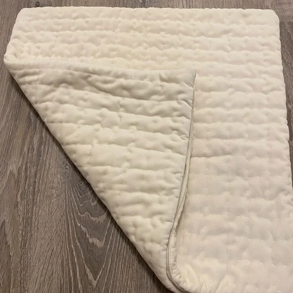 Pottery Barn Washed Velvet Cotton Quilted Cream Sham 20” Sq - Picture 6 of 11